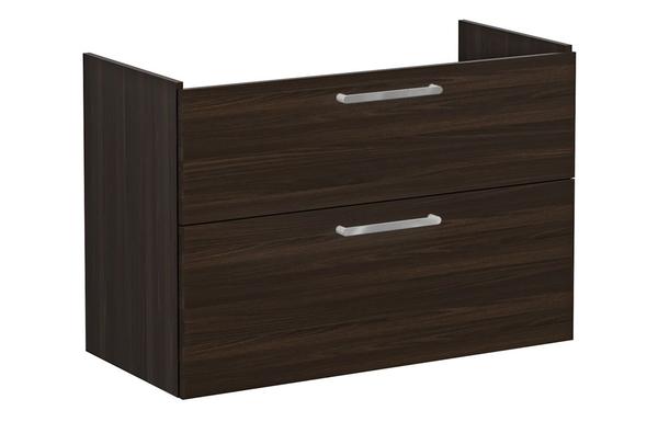 VitrA Root Flat 100cm 2 Drawer Washbasin Unit - Walnut