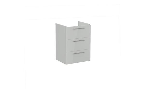 VitrA Root Flat 60cm 3 Drawer Washbasin Unit - Shiny Pearl Grey