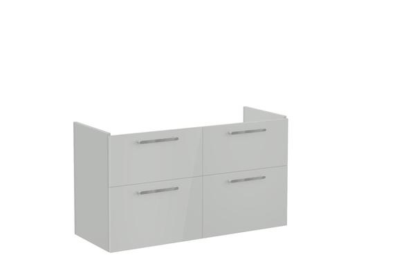 VitrA Root Flat 120cm 4 Drawer Washbasin Unit - Shiny Pearl Grey