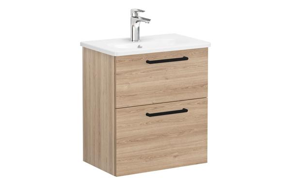 VitrA Zentrum Compact 60cm 2 Drawer W/H Washbasin Unit - Natural Oak