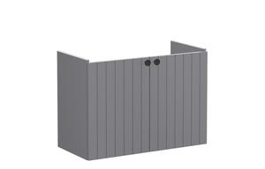 VitrA Root Groove 80cm 2 Door Wall Hung Slim Washbasin Unit - Matt Grey