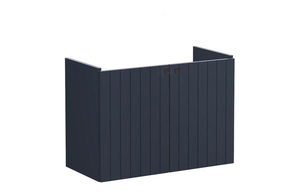 VitrA Root Groove 80cm 2 Door Wall Hung Slim Washbasin Unit - Matt Dark Blue