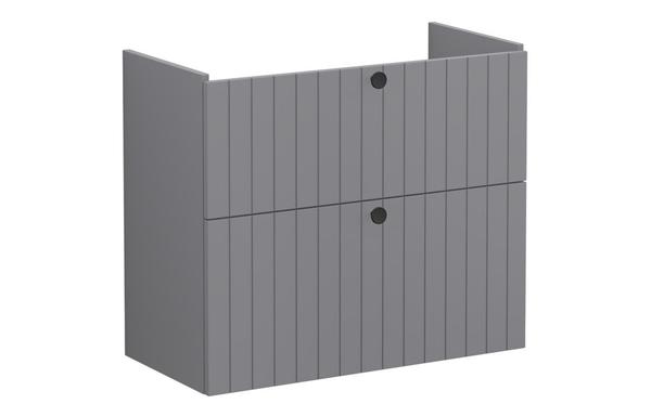 VitrA Root Groove 80cm 2 Drawer Slim Washbasin Unit - Matt Grey