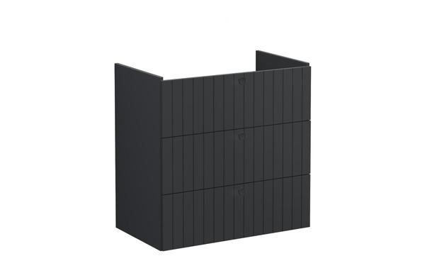 VitrA Root Groove 80cm 3 Drawer Washbasin Unit - Matt Graphite