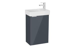 VitrA S20 Square 45cm 1 Door Wall Hung Basin Unit - High Gloss Anthracite