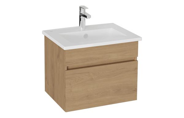 VitrA S20 Square 60cm 1 Drawer Wall Hung Basin Unit - Maple Oak