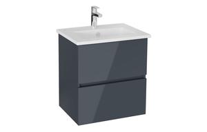 VitrA S20 Square 60cm 2 Drawer Wall Hung Basin Unit - High Gloss Anthracite