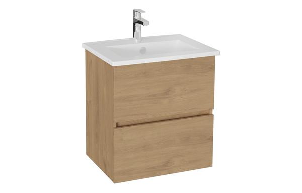 VitrA S20 Square 60cm 2 Drawer Wall Hung Basin Unit - Maple Oak