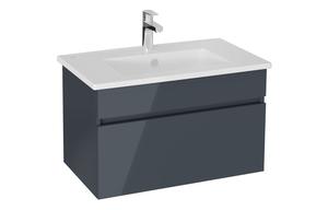 VitrA S20 Square 80cm 1 Drawer Wall Hung Basin Unit - High Gloss Anthracite