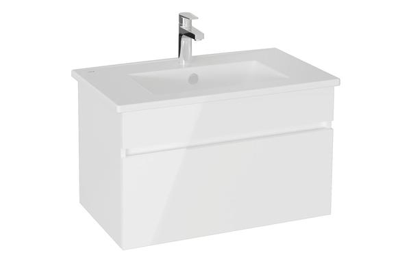 VitrA S20 Square 80cm 1 Drawer Wall Hung Basin Unit - High Gloss White