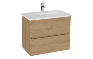 VitrA S20 Square 80cm 2 Drawer Wall Hung Basin Unit - Maple Oak