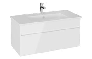 VitrA S20 Square 100cm 1 Drawer Wall Hung Basin Unit - High Gloss White