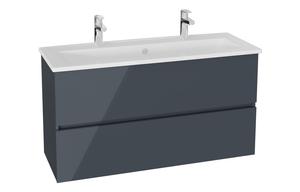 VitrA S20 Square 120cm 2 Drawer Wall Hung Basin Unit - High Gloss Anthracite