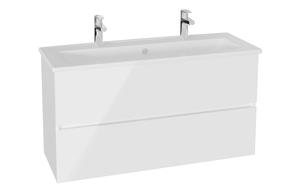 VitrA S20 Square 120cm 2 Drawer Wall Hung Basin Unit - High Gloss White