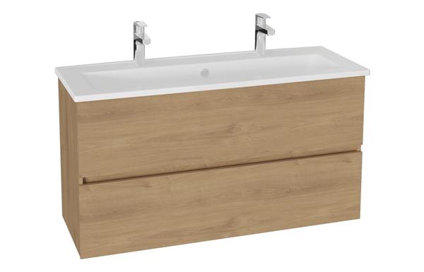 VitrA S20 Square 120cm 2 Drawer Wall Hung Basin Unit - Maple Oak