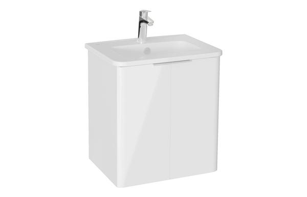 VitrA S20 Round 60cm 2 Drawer Floor Standing Basin Unit - High Gloss White