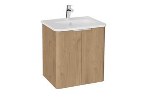 VitrA S20 Round 60cm 2 Drawer Floor Standing Basin Unit - Maple Oak