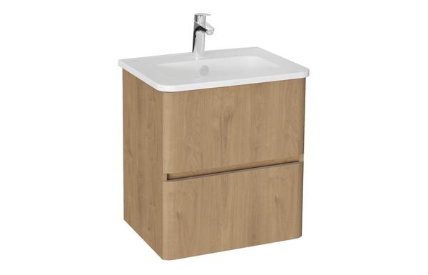 VitrA S20 Round 60cm 2 Drawer Wall Hung Basin Unit - Maple Oak