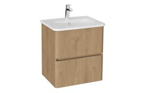 VitrA S20 Round 60cm 2 Drawer Wall Hung Basin Unit - Maple Oak
