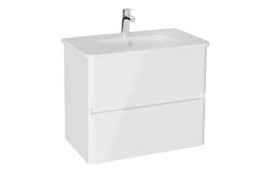 VitrA S20 Round 80cm 2 Drawer Wall Hung Basin Unit - High Gloss White