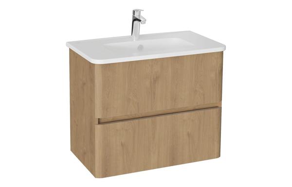 VitrA S20 Round 80cm 2 Drawer Wall Hung Basin Unit - Maple Oak