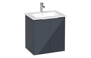 VitrA S20 Square 60cm 2 Door Wall Hung Basin Unit - High Gloss Anthracite