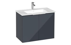 VitrA S20 Square 80cm 2 Door Wall Hung Basin Unit - High Gloss Anthracite