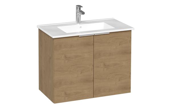 VitrA S20 Square 80cm 2 Door Wall Hung Basin Unit - Maple Oak