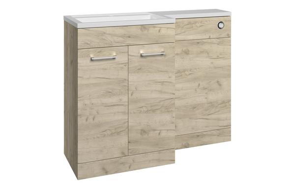 Benito 1000mm F/S L-Shape Pack & Basin (LH) - Oak