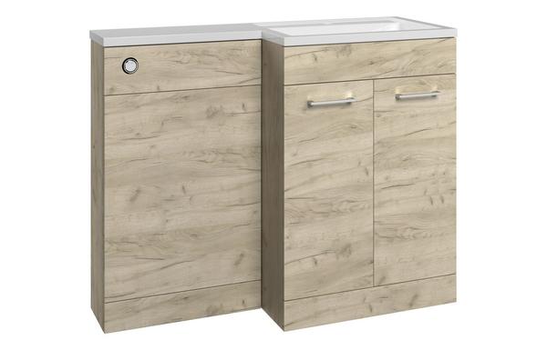 Benito 1000mm F/S L-Shape Pack & Basin (RH) - Oak