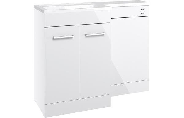 Benito 1000mm F/S L-Shape Pack & Basin (RH) - White Gloss
