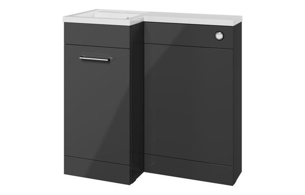 Benito 900mm F/S L-Shape Pack & Basin (LH) - Anthracite Gloss
