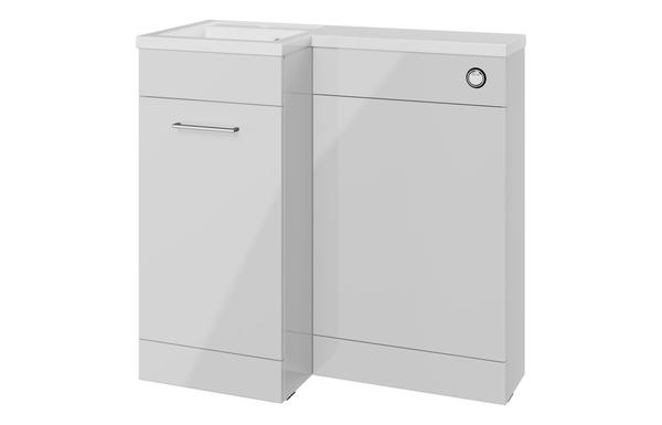 Benito 900mm F/S L-Shape Pack & Basin (LH) - Grey Gloss