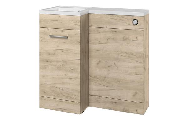Benito 900mm F/S L-Shape Pack & Basin (LH) - Oak