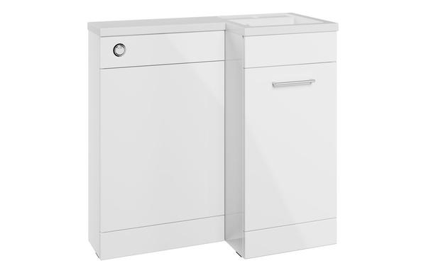 Benito 900mm F/S L-Shape Pack & Basin (RH) - White Gloss