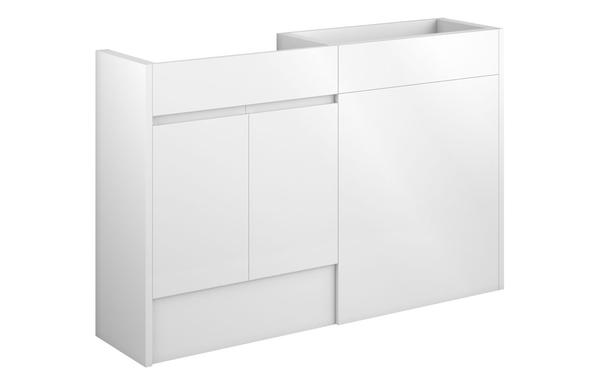 Clarence 1236mm Standard Basin & WC Unit Pack - White Gloss (Oak Cab)