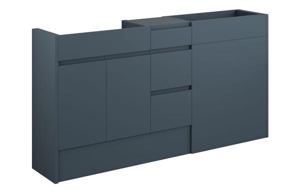 Clarence 1536mm Standard Basin  WC & 3 Drawer Unit Pack - Matt Arley Blue (Grey Cab)