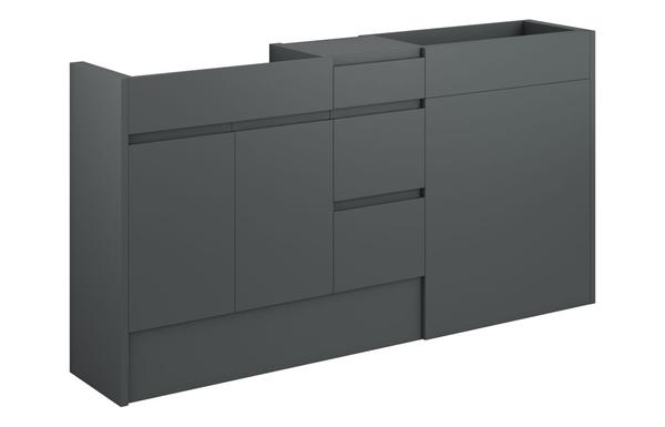 Clarence 1536mm Standard Basin  WC & 3 Drawer Unit Pack - Matt Graphite Grey (Oak Cab)