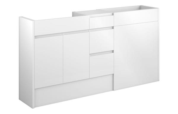 Clarence 1536mm Standard Basin  WC & 3 Drawer Unit Pack - White Gloss (Grey Cab)