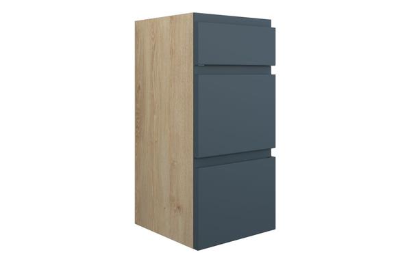 Clarence 300mm Standard 3 Drawer Unit - Matt Arley Blue (Oak Cab)