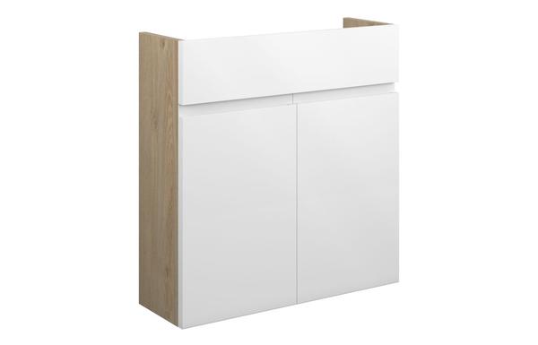 Clarence 600mm Slim Basin Unit - White Gloss (Oak Cab)