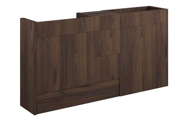 Eden 1536mm Standard Basin  WC & 3 Drawer Unit Pack - Warm Walnut (Grey Cab)