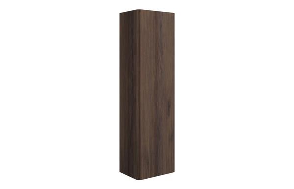 Flute 350mm Wall Hung 1 Door Tall Unit - Textured Walnut