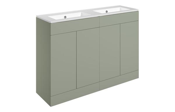 Morino 1210mm Floor Standing 4 Door Basin Unit & 0TH Basin - Matt Olive Green