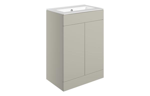 Morino 610mm Floor Standing 2 Door Basin Unit & 0TH Basin - Matt Latte
