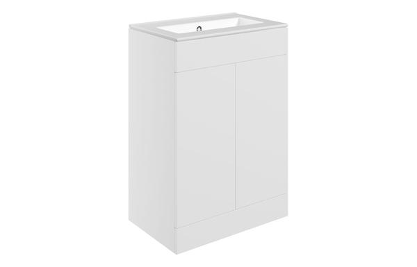 Morino 610mm Floor Standing 2 Door Basin Unit & 0TH Basin - Matt White