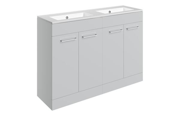 Sabanto 1210mm Floor Standing 4 Door Basin Unit & 0TH Thin Edge Basin - Grey Gloss