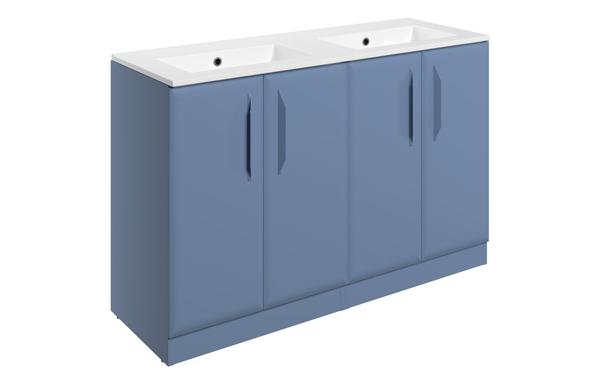 Stafford 1210mm Floor Standing 4 Door Basin Unit w/0TH Basin - Matt Misty Blue