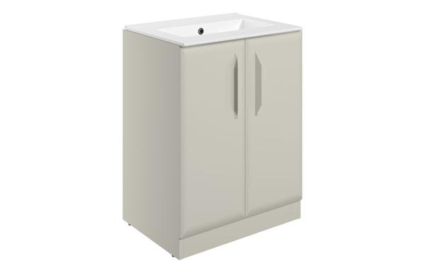 Stafford 615mm Floor Standing 2 Door Basin Unit w/0TH Basin - Matt Latte