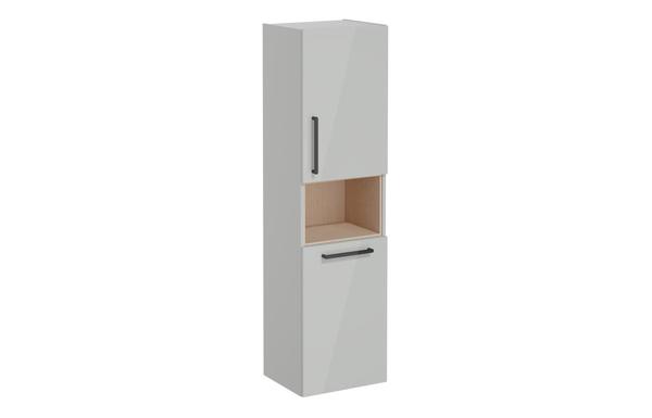 VitrA Root Flat 40cm 2 Door Semi-Tall Unit w/Laundry Basket (RH Hinge) - Shiny Pearl Grey